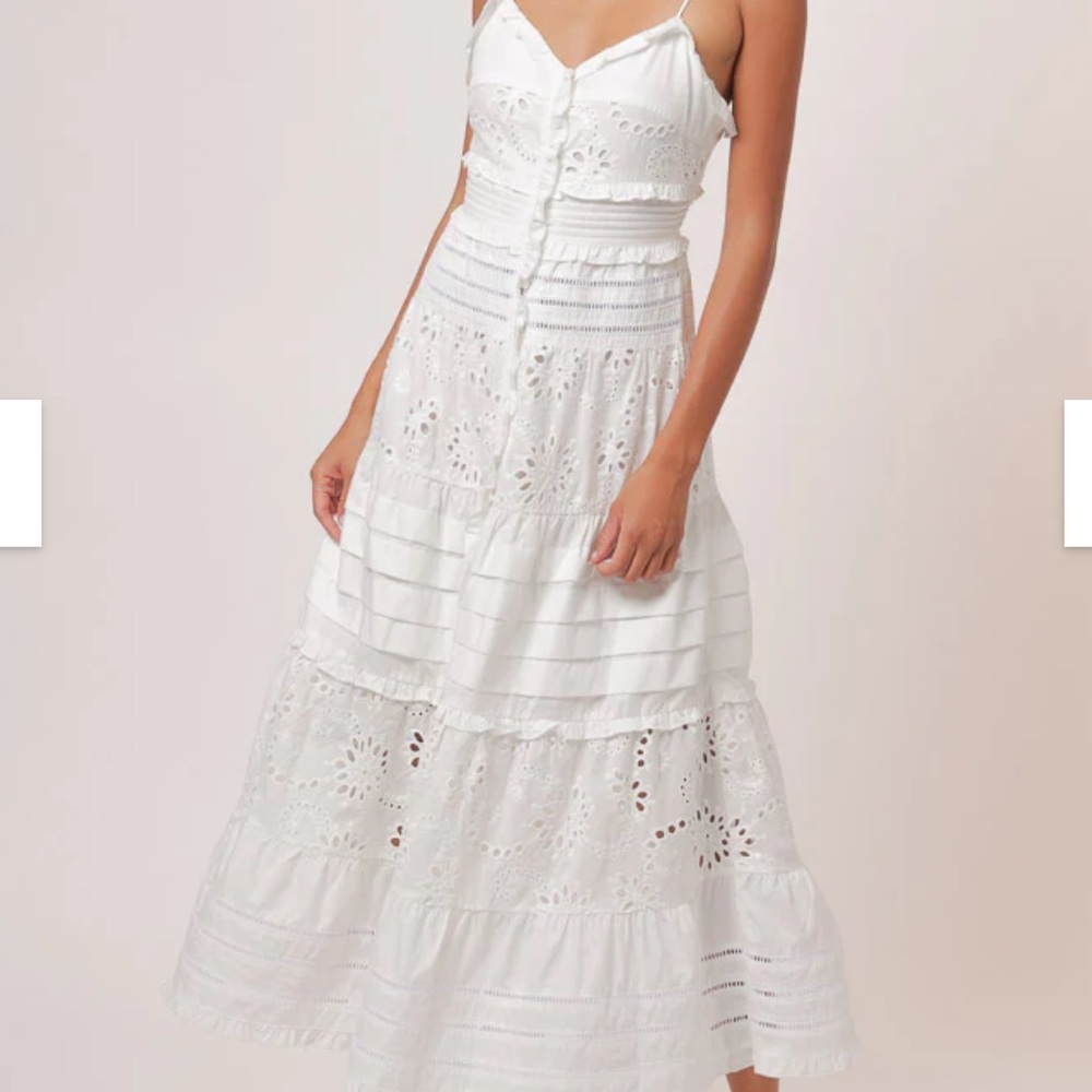 Line and Dot NWT SZ Small the Pixie White eyelet Tiered Maxi‎ Dress